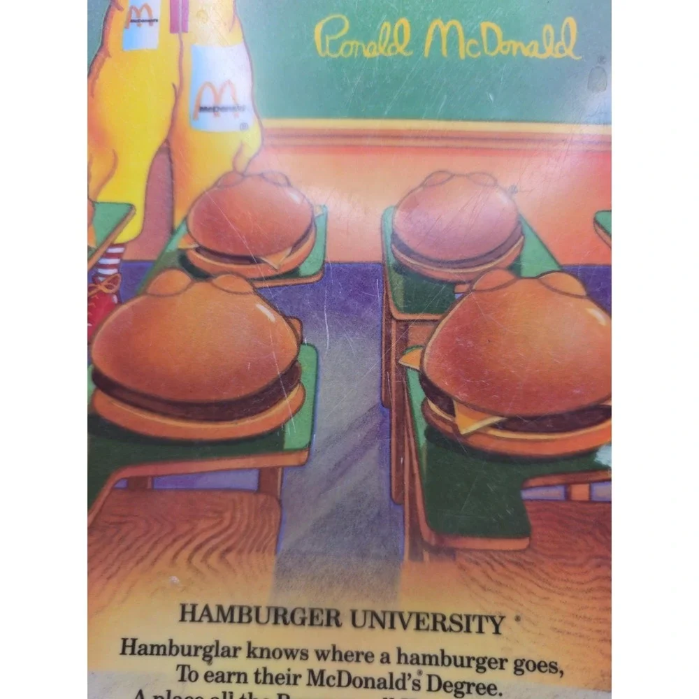 Vintage 1989 McDonald's Plate Hamburger University Ronald McDonald Hamburglar